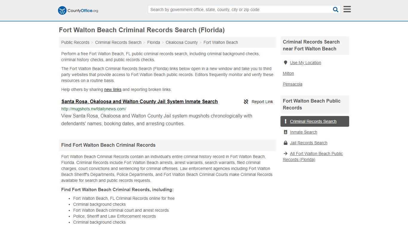 Fort Walton Beach Criminal Records Search (Florida)