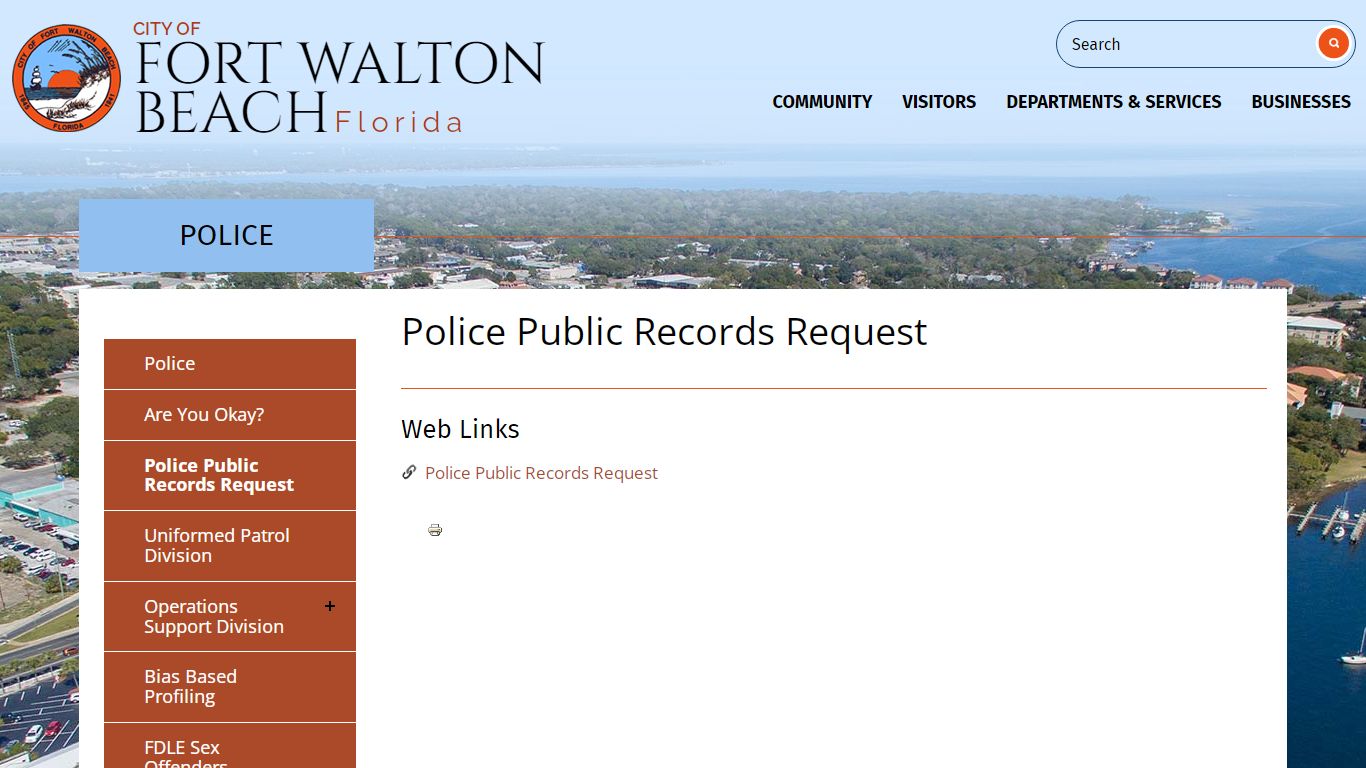 Police Public Records Request | Fort Walton Beach Florida